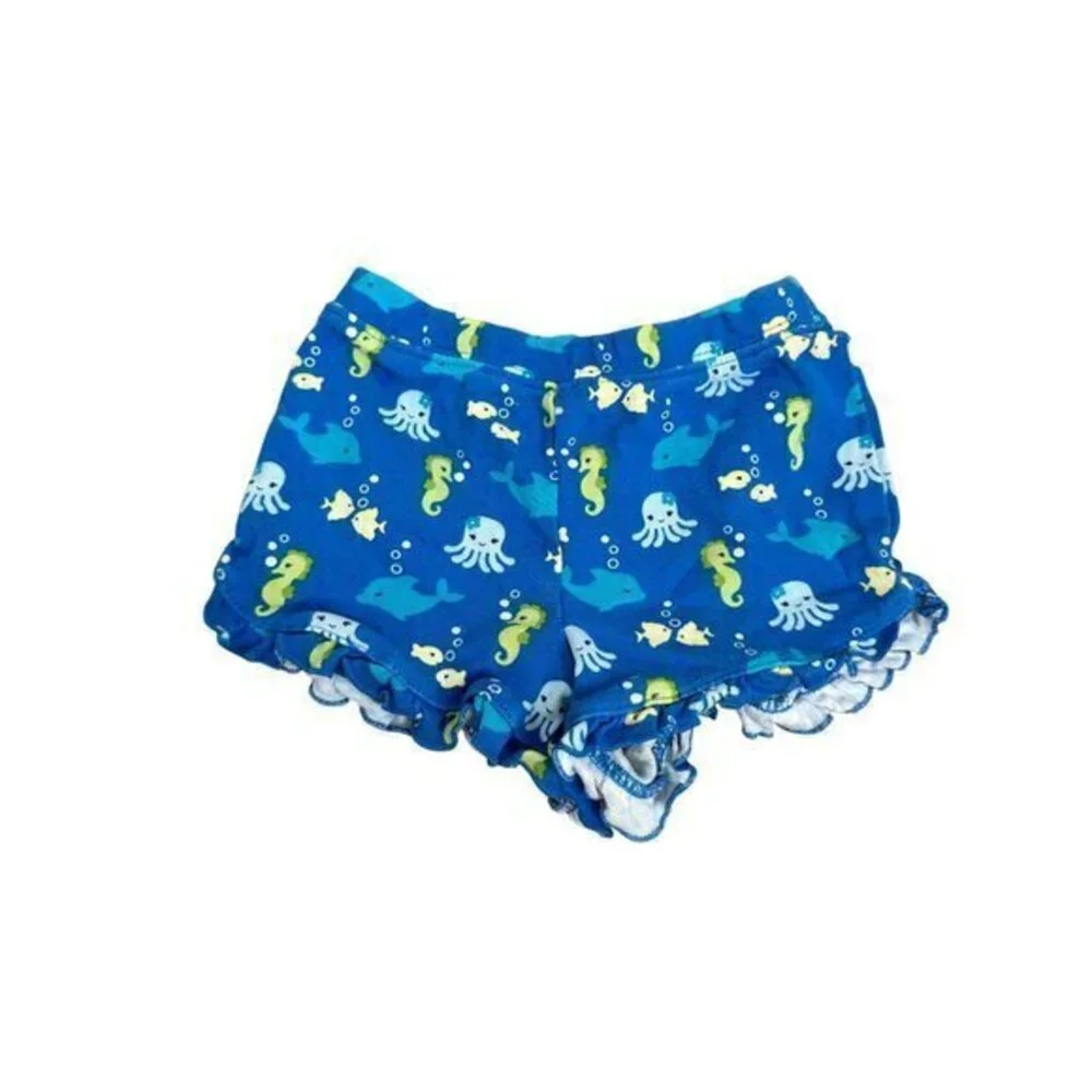 Gymboree Infant Toddler Girls 18-24 Mos Ocean Print Ruffle Shorts 100% Cotton Bl
